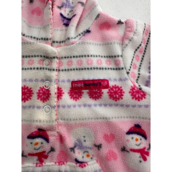 Set Of 3 Carters Baby Girl Holiday-Themed Sleepers 6M Pink Fleece Cotton Footed - Picture 10 of 10